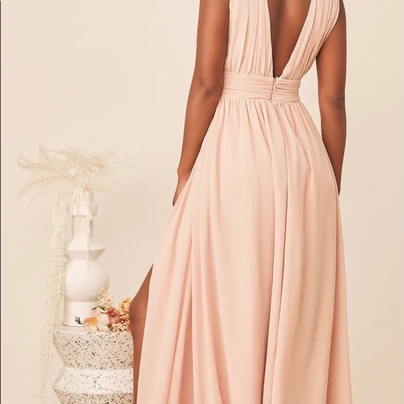 Lulus “heavenly hue” bridesmaid maxi dress in blush - Picture 2 of 5